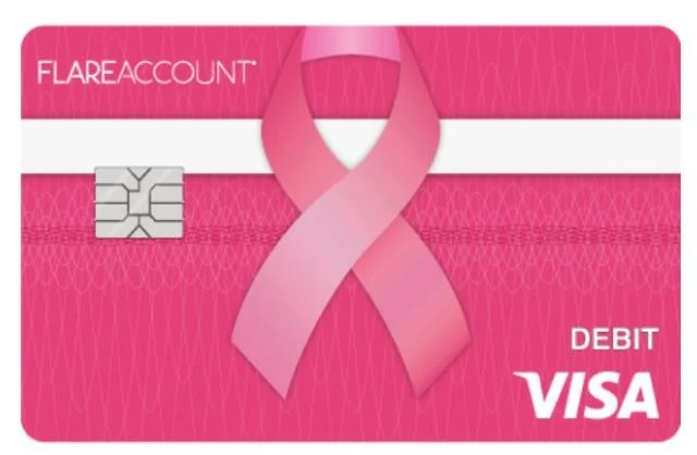 pink debit card image of a Flare Account Pink Debit Visa Card